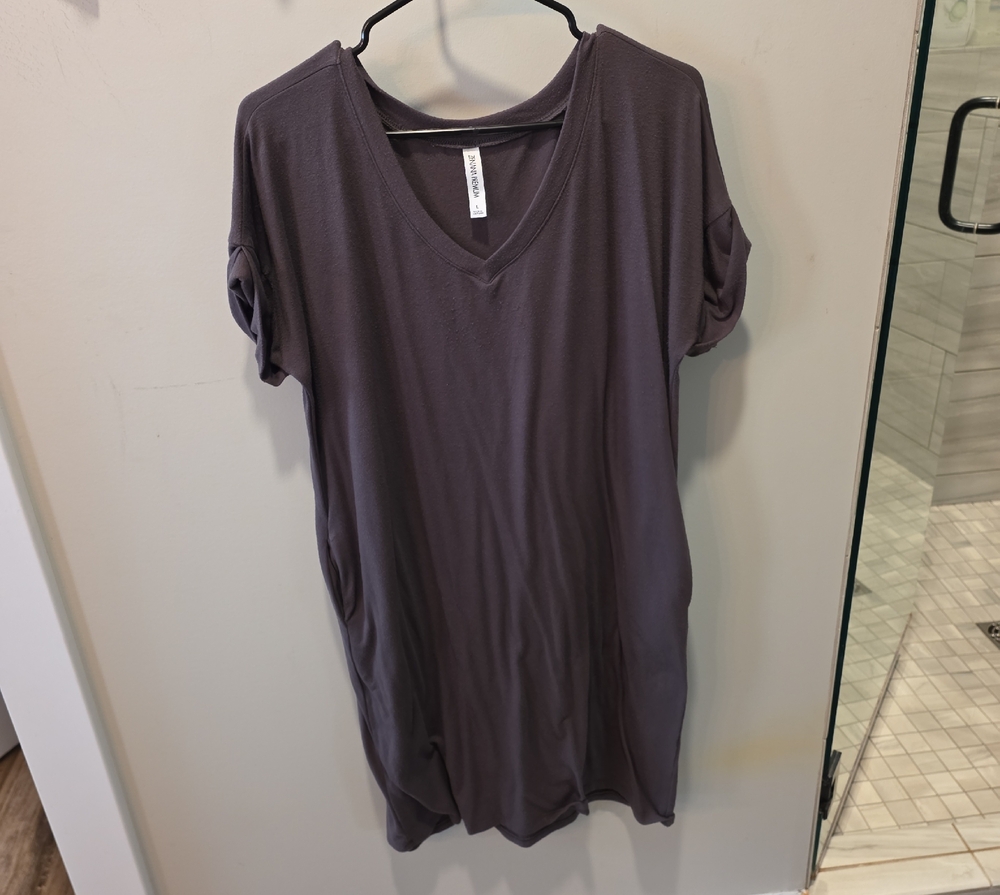Zenana Outfitters Charcoal V-Neck Dress